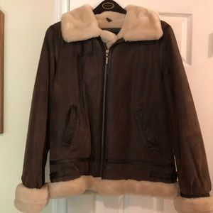 St. John’s Bay brown leather coat. Lined fully.